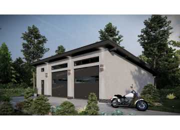 Проект двухместного гаража в стиле минимализм - P242-3