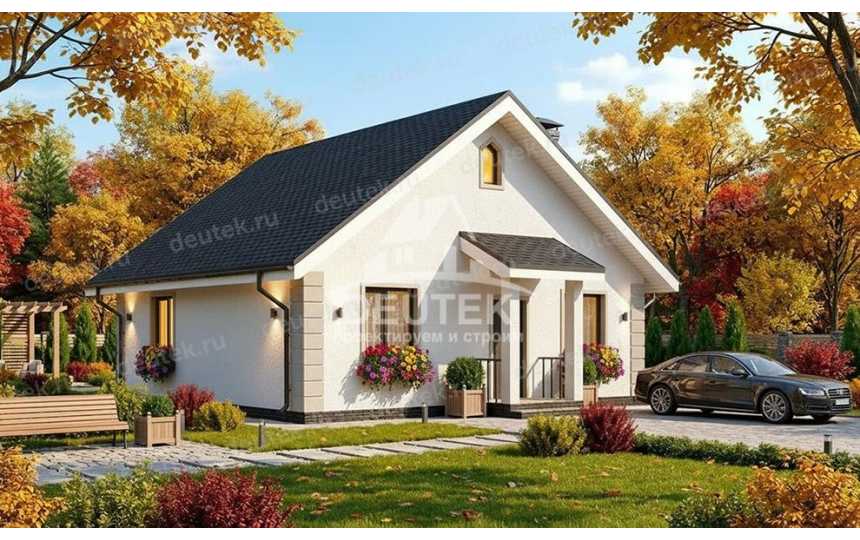 Проект загородного квадратного одноэтажного дома с одной спальней - LK-288