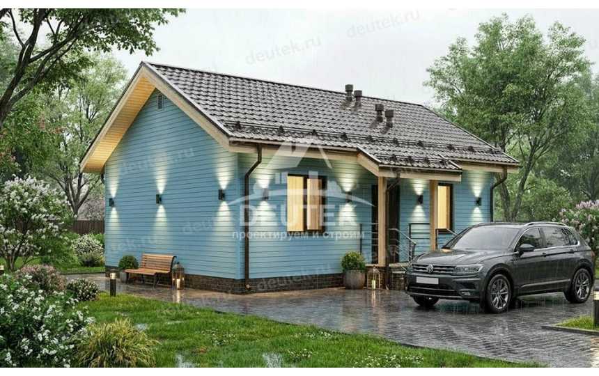 Проект узкого одноэтажного дома с площадью 50 кв м - LK-289