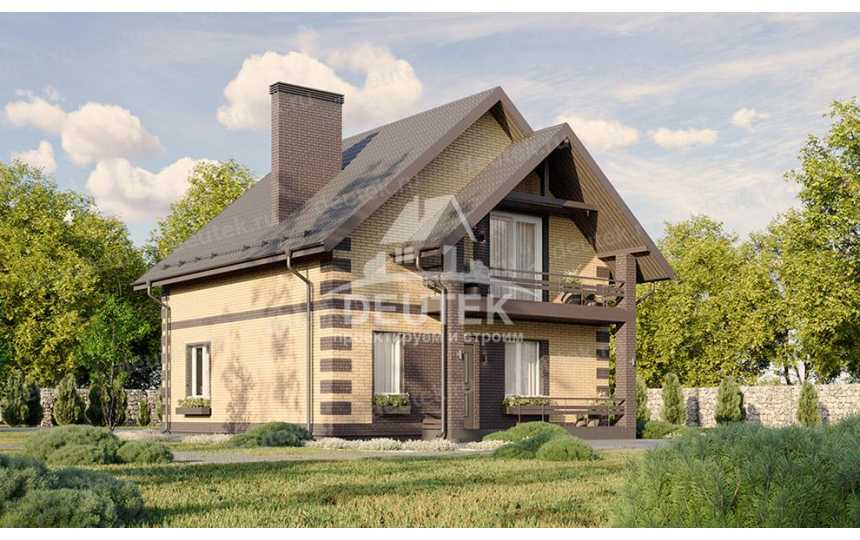 Проект квадратного двухэтажного дома с кабинетом - LK-326