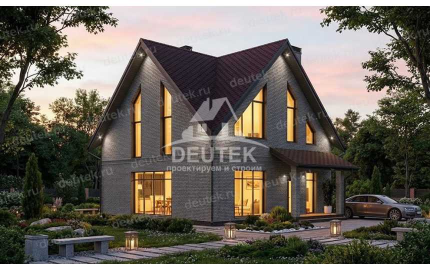 Проект современного двухэтажного дома с большими окнами - LK-353