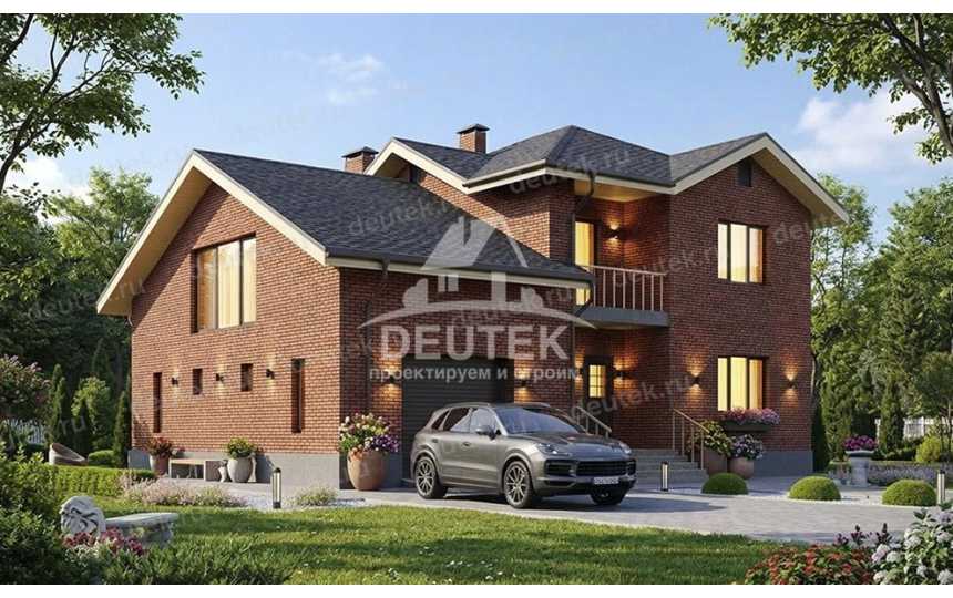 Проект загородного двухэтажного дома с одноместным гаражом и зимнем садом - LK-378