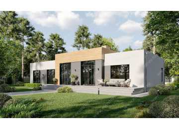 проект узкого одноэтажного дома с размерами 22 м на 13 м LK-43