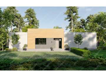 проект узкого одноэтажного дома с размерами 22 м на 13 м LK-43