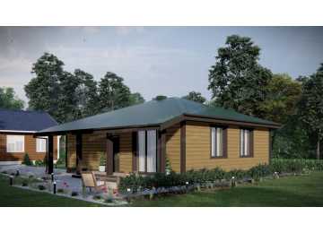 Проект бани с парной и зоной барбекю с размерами 11 м на 11 м - P258-1