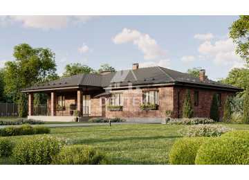 Проект квадратного одноэтажного дома с одноместным гаражом - LK-315