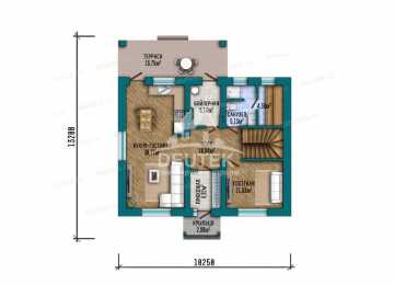 Проект жилого двухэтажного дома с размерами 13 м на 10 м - LK-316