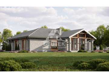 Проект загородного одноэтажного дома с баней и двумя террасами - LK-317