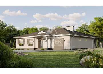 Проект квадратного одноэтажного дома с одноместным гаражом - LK-324