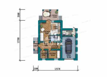 Проект дачного двухэтажного дома с одноместным гаражом - LK-334