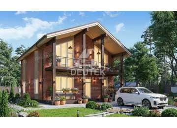 Проект жилого двухэтажного дома с большими окнами - LK-335