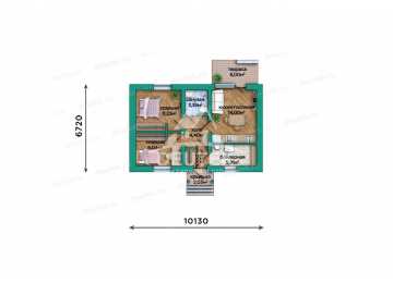 Проект жилого одноэтажного дома с размерами 10 м на 7 м - LK-344