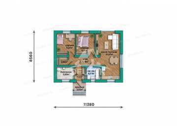 Проект дачного одноэтажного дома с двумя спальнями - LK-346