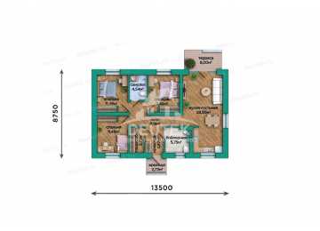 Проект дачного одноэтажного дома с тремя спальнями - LK-350