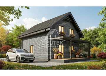 Проект мансардного дома 124 м² — 3 спальни, кабинет и терраса - LK-556