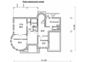 Проект узкого трёхэтажного дома из кирпича в стиле барокко с цокольным этажом и одноместным гаражом, с площадью до 550 кв м  PA-34