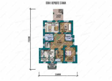 Проект узкого одноэтажного дома с размерами 15 м на 24 м LK-16