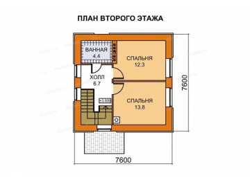 Проект двухэтажного дома с площадью до 100 кв м с террасой KVR-131