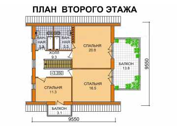 Проект двухэтажного дома из газобетона в европейском стиле с мансардой KVR-67