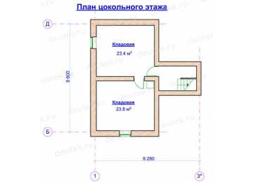 Проект квадратного двухэтажного дома в стиле барокко с цокольным этажом - LK-207