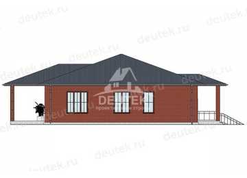Проект узкого одноэтажного дома с кабинетом - LK-287