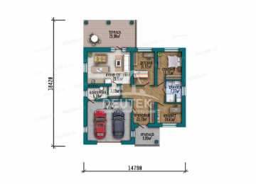 Проект загородного одноэтажного дома с двухместным гаражом - LK-306