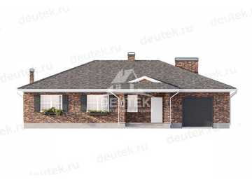 Проект квадратного одноэтажного дома с одноместным гаражом - LK-307