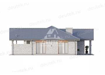 Проект загородного одноэтажного дома с баней и двумя террасами - LK-317