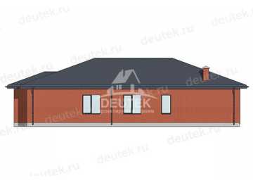 Проект узкого одноэтажного дома с навесом для автомобиля - LK-376