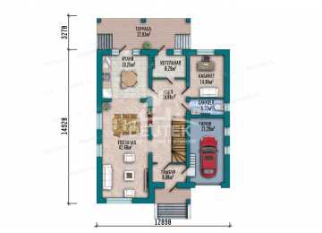 Проект дома площадью 364,12 м² с мансардой и подвалом — 3 спальни, гараж и терраса - LK-559