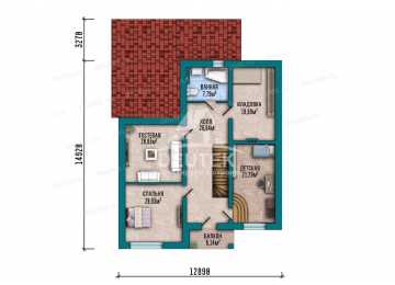 Проект дома площадью 364,12 м² с мансардой и подвалом — 3 спальни, гараж и терраса - LK-559