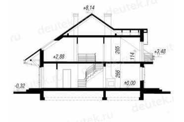 Проект квадратного дома с мансардой и камином 7 на 11 метров DTA10039