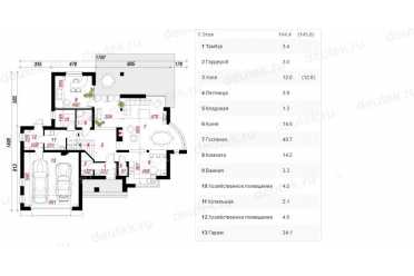 Проект европейского дома с гаржом 15 на 18 метров DTA100102