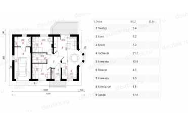 Проект европейского дома с одноместным гаржом 8 на 13 метров DTA100112