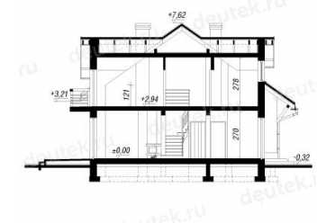 Проект европейского дома с мансардой и камином 7 на 10 метров DTA100117