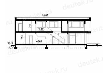 Проект европейского дома с мансардой и камином 9 на 18 метров DTA100144