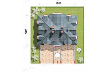 Проект европейского дома с мансардой и гаражом 13 на 15 метров DTA10044