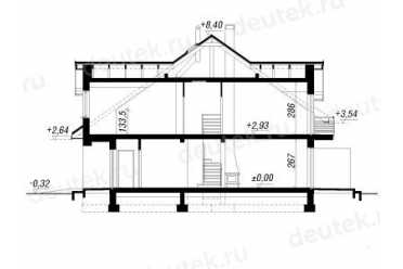 Проект европейского дома с мансардой и камином 7 на 12 метров DT0415