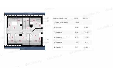 Проект европейского дома с мансардой и камином 9 на 10 метров DTA10089