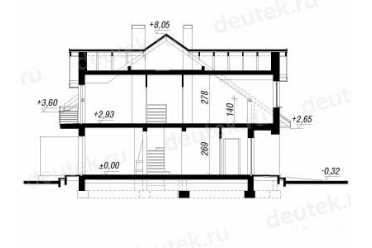 Проект европейского дома с мансардой и гаражом 11 на 15 метров DTA10094