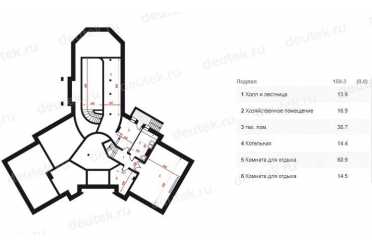 Проект двухэтажного дома из керамических блоков с террасой, мансардой и подвалом DTN100012