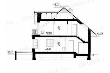 Проект двухэтажного дома из керамоблоков с мансардой и одноместным гаражом DTV100138