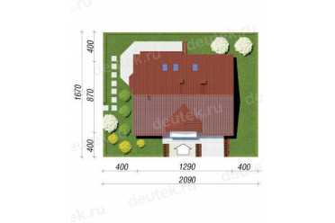 Проект двухэтажного дома из керамоблоков с мансардой и одноместным гаражом DTV100162