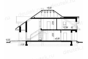 Проект двухэтажного дома из керамоблоков с мансардой и двухместным гаражом DTV100187