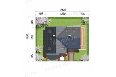 Проект двухэтажного дома из керамоблоков с мансардой и одноместным гаражом DTV100203