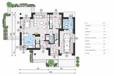 Проект двухэтажного дома с мансардой и гаражом DT1014