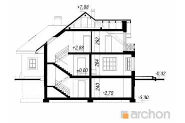 Проект коттеджа с гаражом и цокольным этажом DT1034