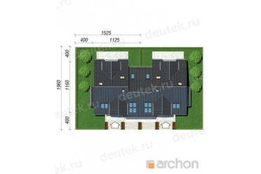 Проект таунхауса на 2 семьи в 2 этажа DT0439